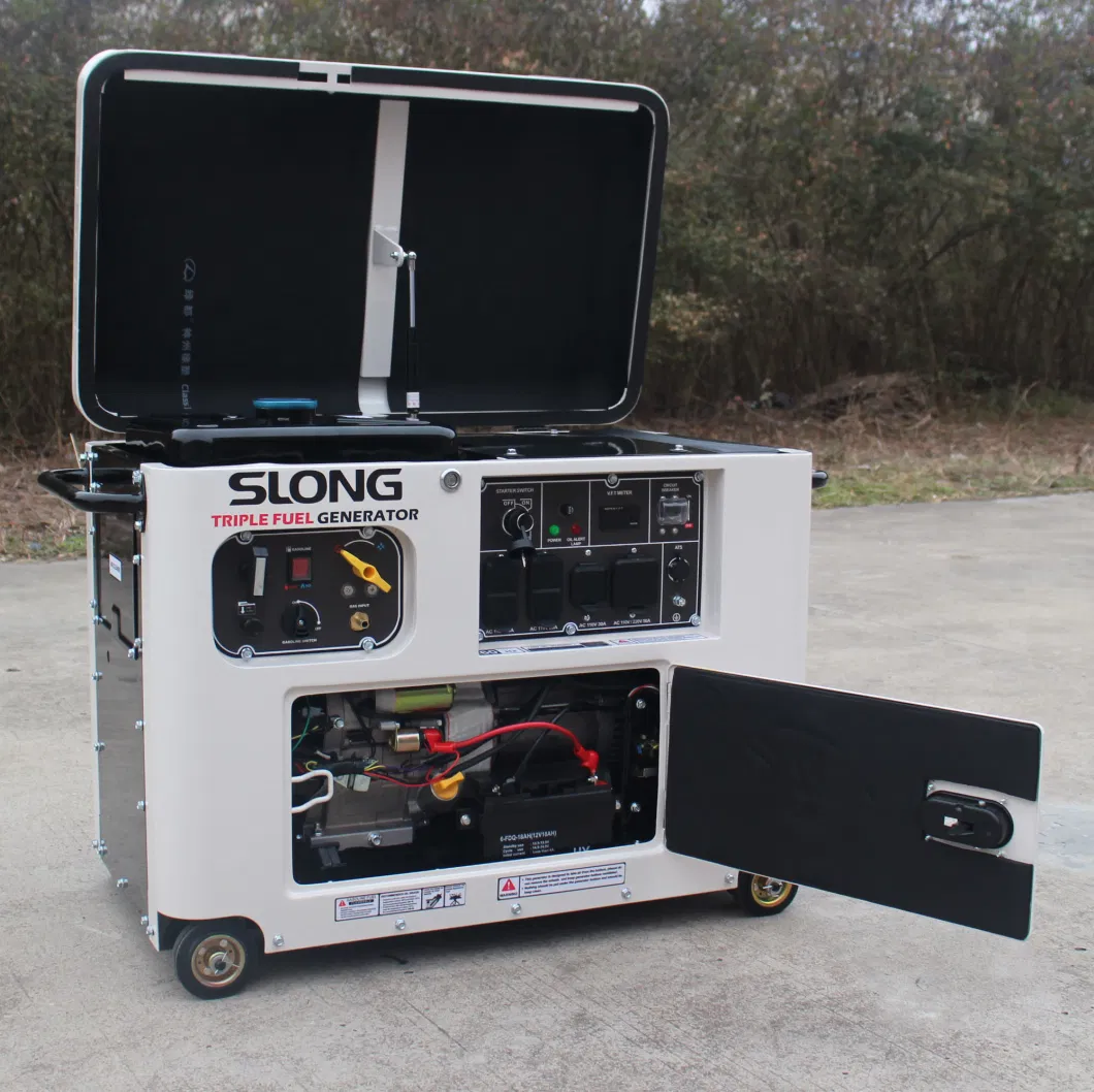 Slong Quiet Generator Factory 8kw 10kw Gasoline LPG Generator