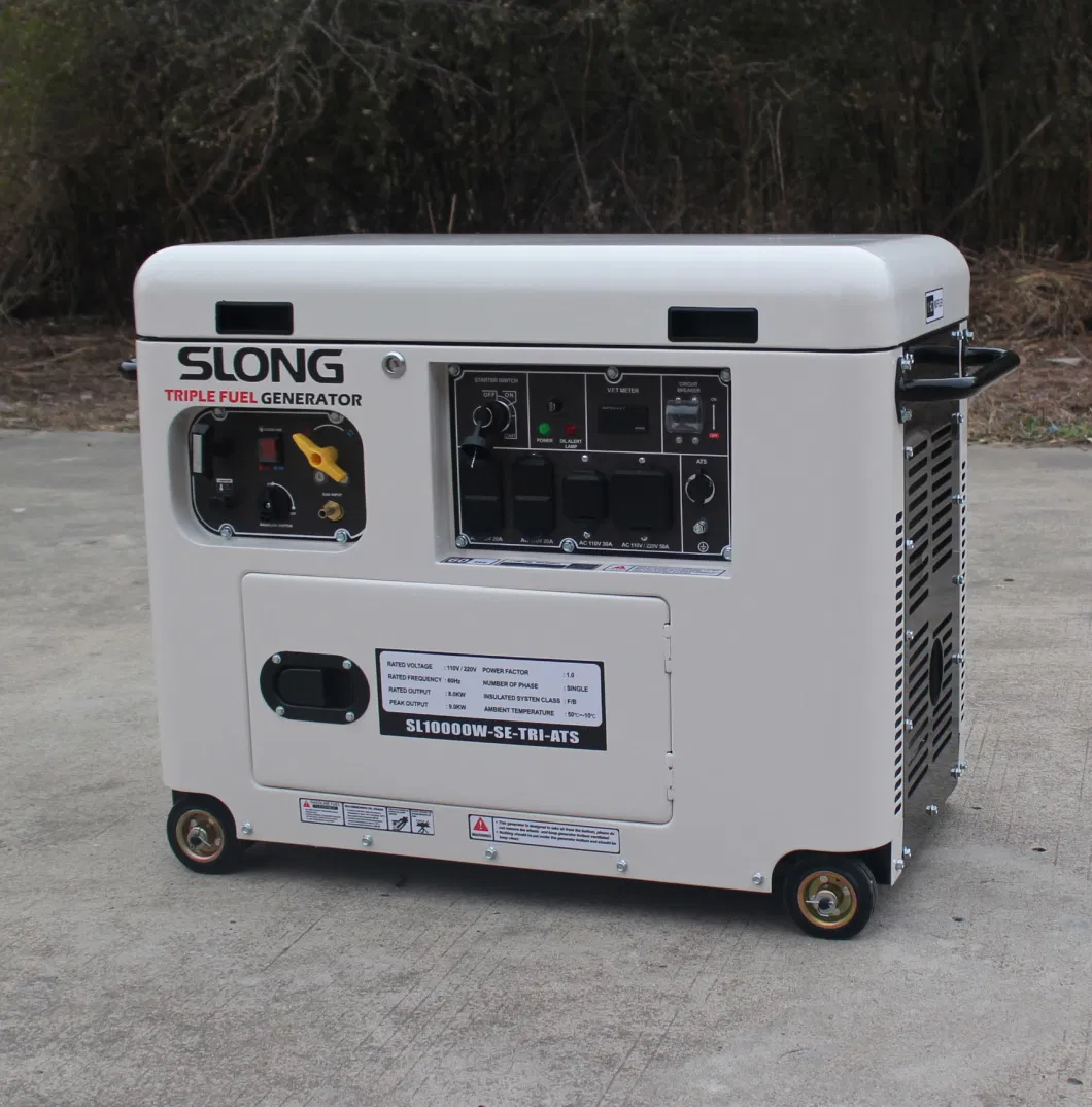 Slong Quiet Generator Factory 8kw 10kw Gasoline LPG Generator