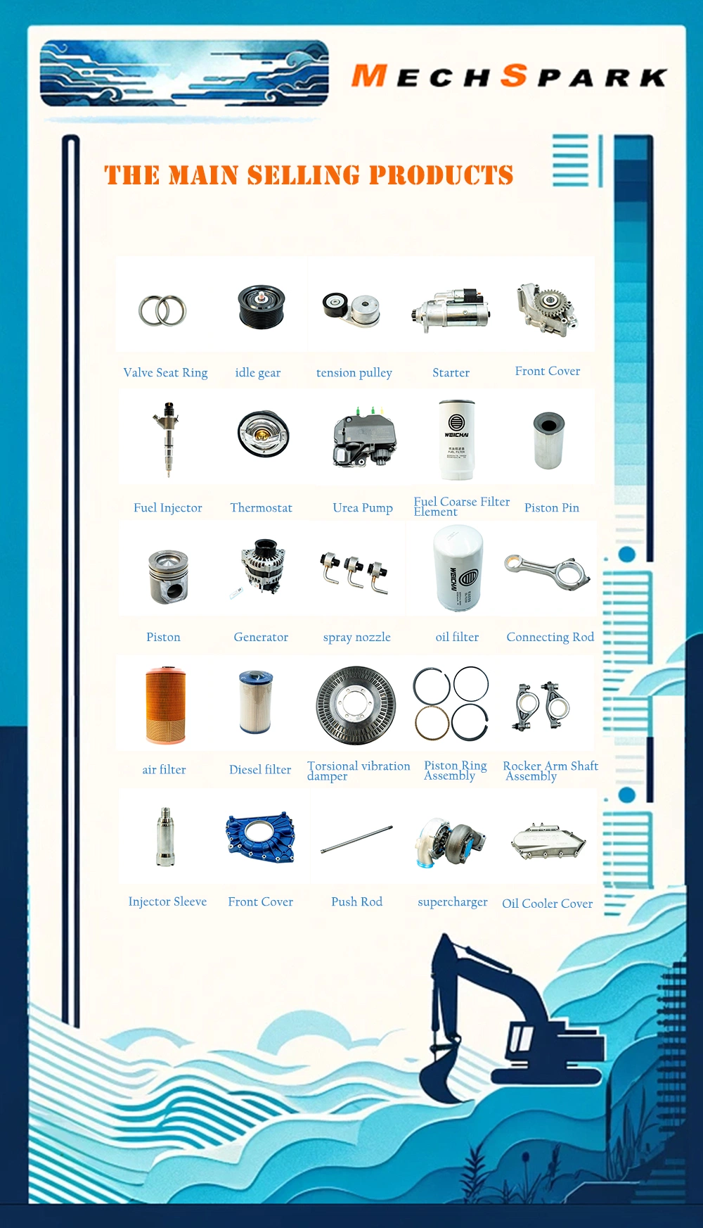 Wp13 Wechai Engine Parts for Sinotruk HOWO Trucks and Marine Engines, Including Generator and Diesel Engine Spare Parts