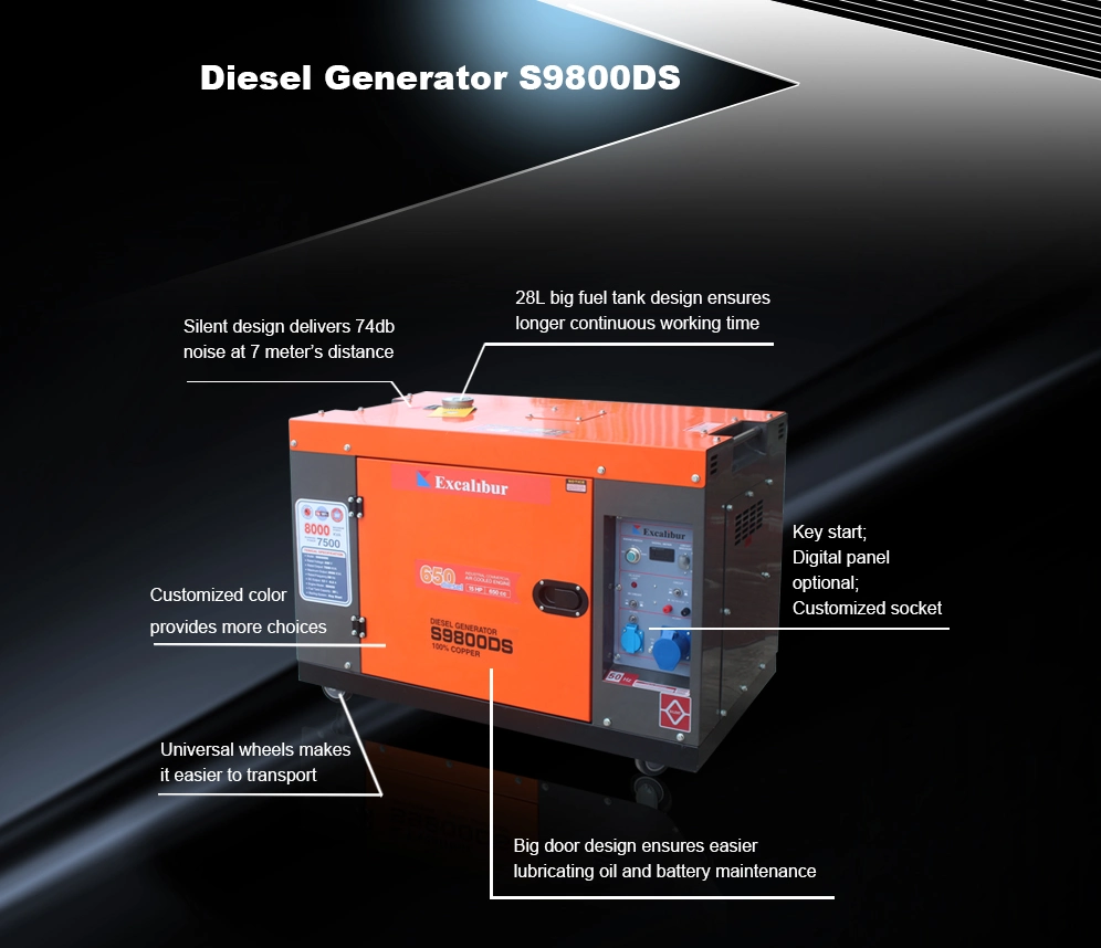 8kw 10kVA 16HP Diesel Engine Powered Super Silent Diesel Generators for Home Use