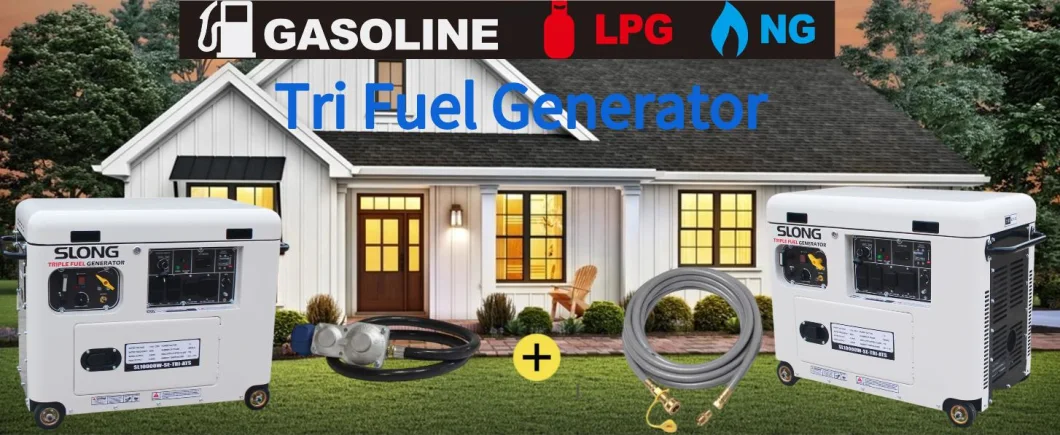 Slong Quiet Generator Factory 8kw 10kw Gasoline LPG Generator