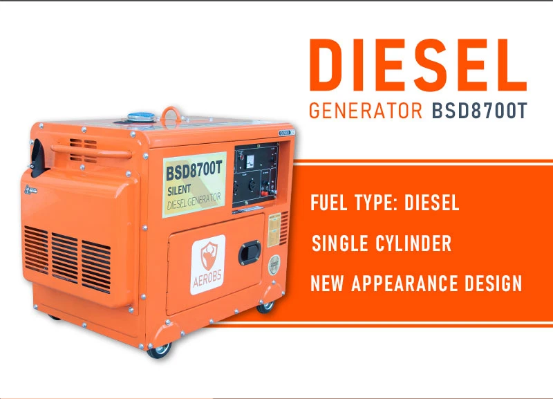 AC Single Phase Speed Aerobs Generators Diesel Whole House Generator Bsd8700t