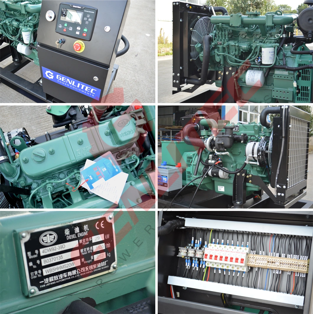 Open Type 25kw 30kVA Portable Diesel Generator with Xichai Fawde Engine 4dw93-42D