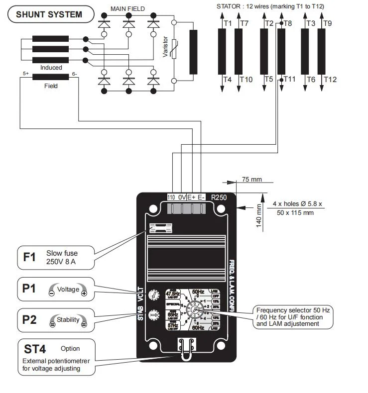 3 Phase Brushless Generator Automatic Voltage Regulator AVR Circuit Diagram R450m