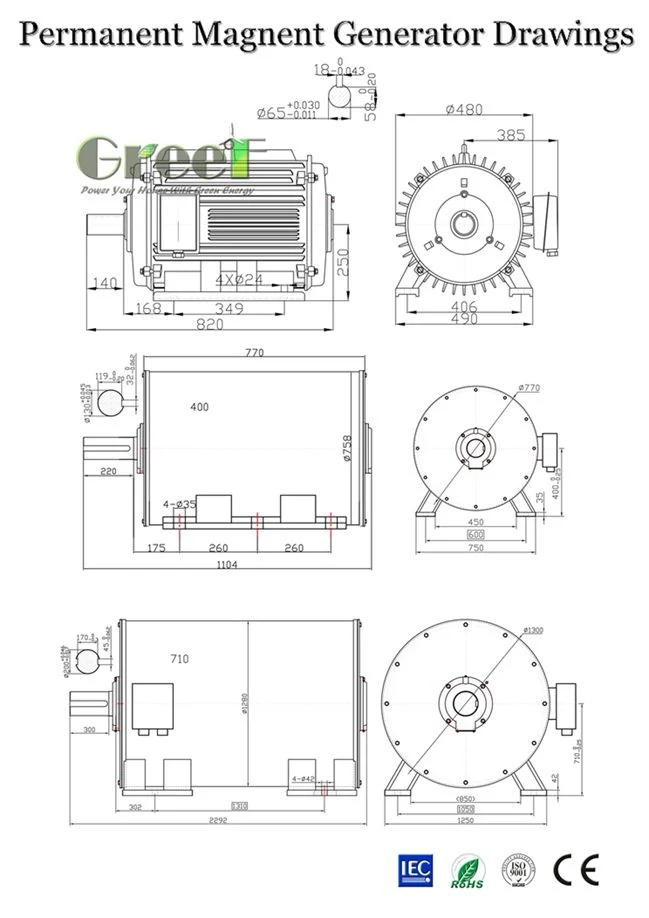 High Efficiency 30 Kw 3 Phase Permanent Magnet Generator