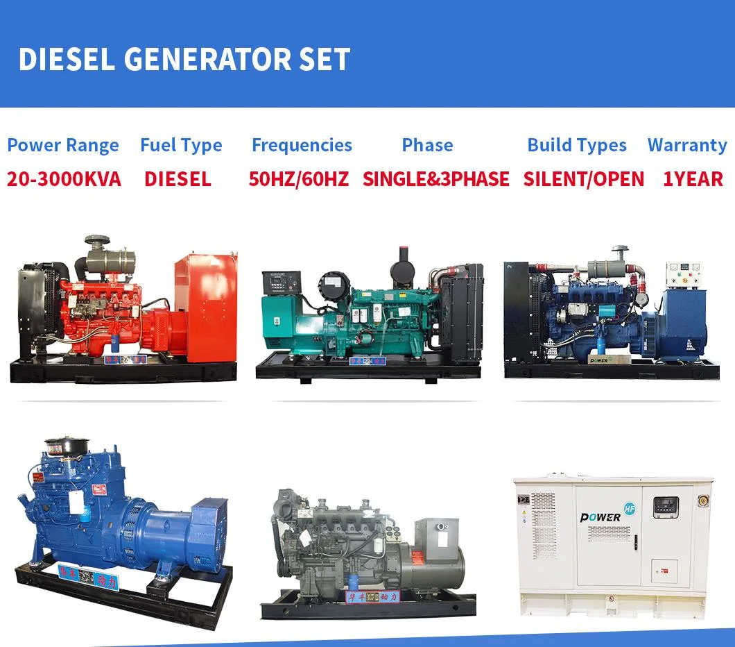 New Open Typefactory Price Open Frame Diesel Generator Set 20/100/150/200/250/300/350/500 Kw kVA 220V 380V 400V Customized Power Generators