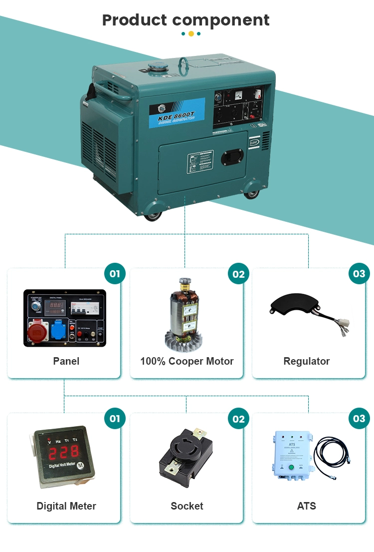 6.5kw 7kw Silent Portable Type Air Cooled Diesel Generator for House