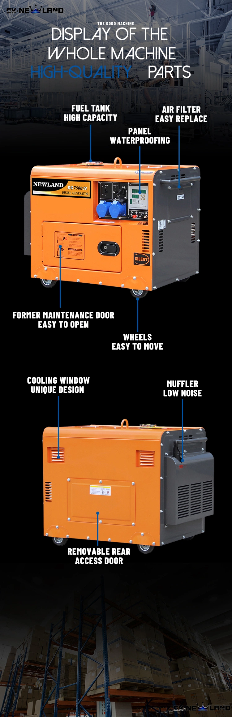 Newland 5.5kw Silent Diesel Generator with Low Fuel Consumption Per Hour
