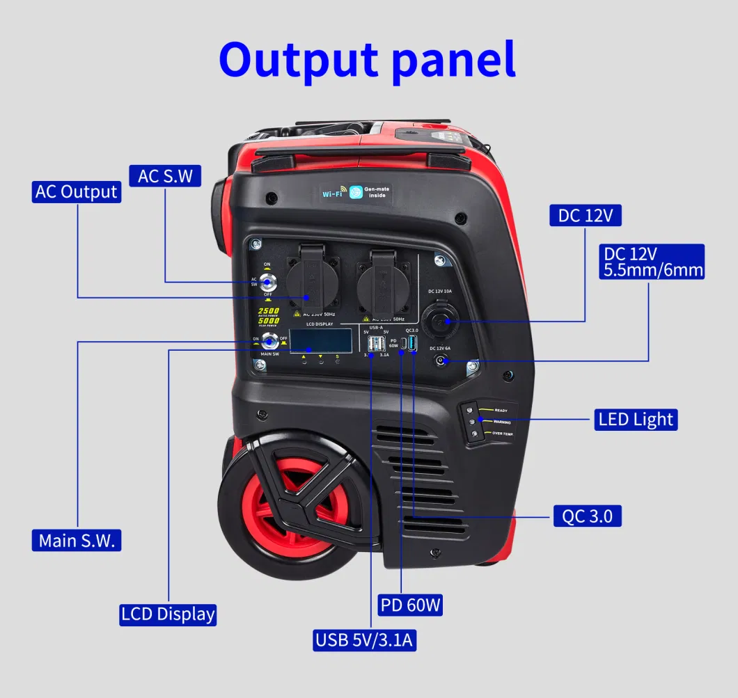 220V 60Hz Portable with Drawbars and Wheels Fully- Automatic Dynamic Charge Solar Inverter Generator