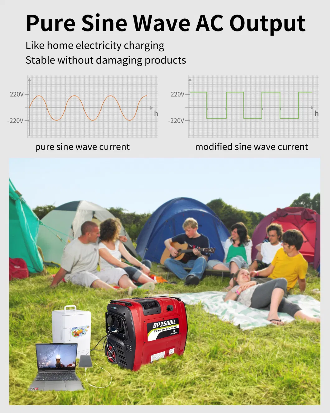 2000W 60Hz 230V Fully-Automatic Dynamic Charge Intelligent Control Portable Solar Generator