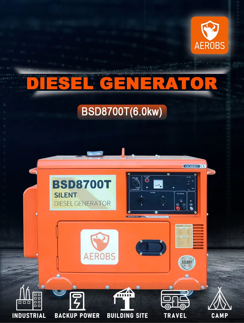AC Single Phase Speed Aerobs Generators Diesel Whole House Generator Bsd8700t
