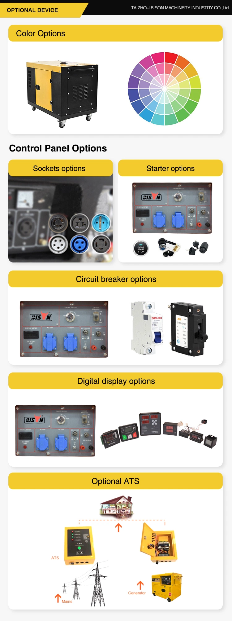 Bison (China) Electric Start Portable Generator 10 Kw 400V 10kVA Silent Diesel Generator