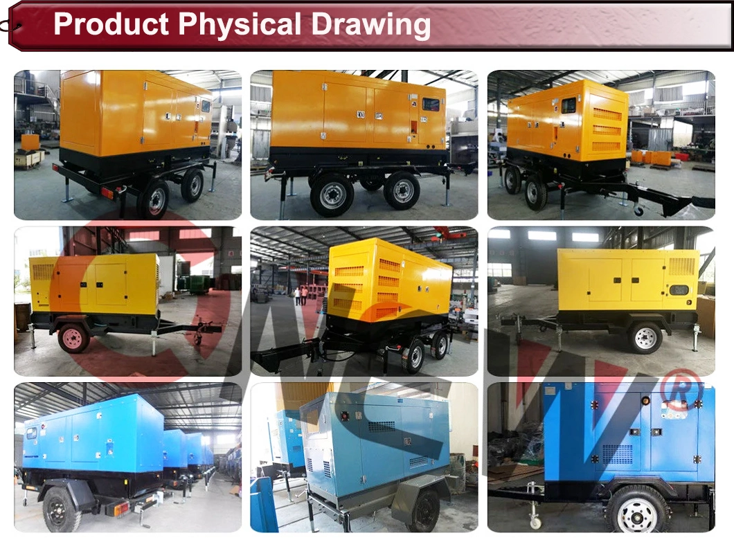 Electric Dynamo Generator 60 kVA Trailer Silent Diesel Generator 50 Kw