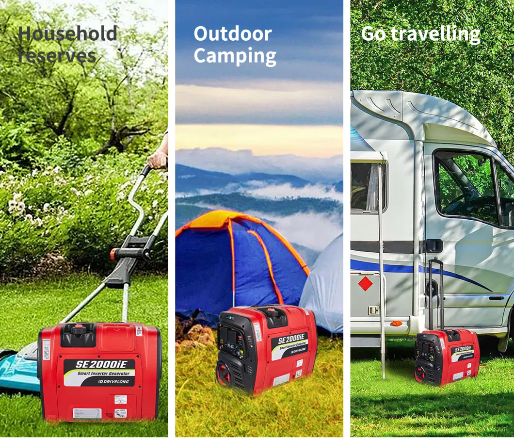 2kw 3kw Air Cooling Gasoline Inverter /Silent Digital Camping Portable Generator with Wheels