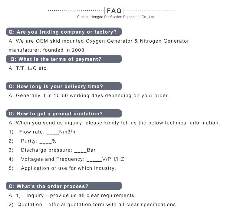 Psa Oxygen Generator for Medical or Industrial Oxygene Generator Plant