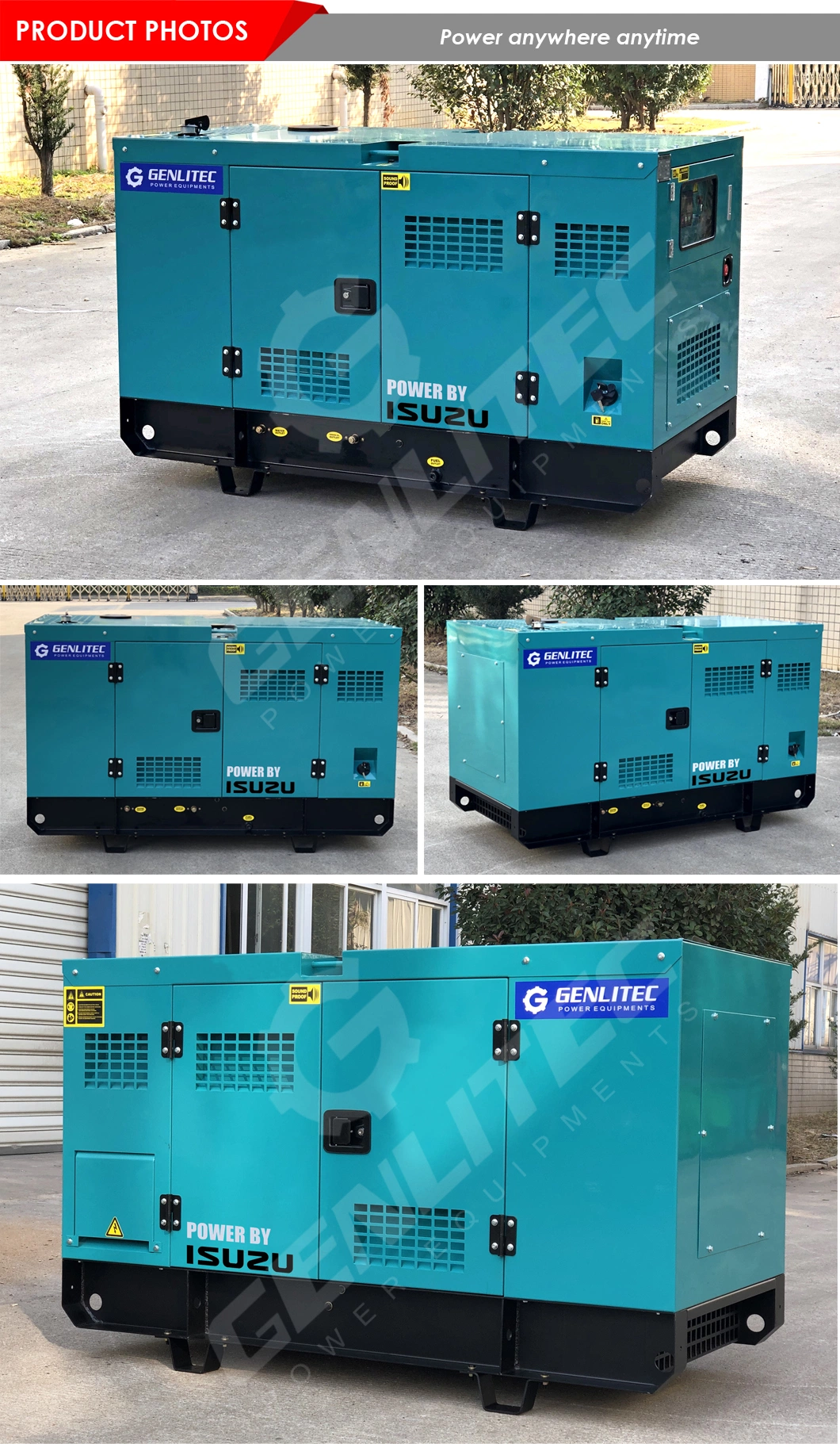 Single/Three Phase Portable Super Silent Home Generator 10kVA 12kVA 15kVA 20kVA 25kVA 30kVA Kubota Yanmar Isuzu Small Diesel Generator