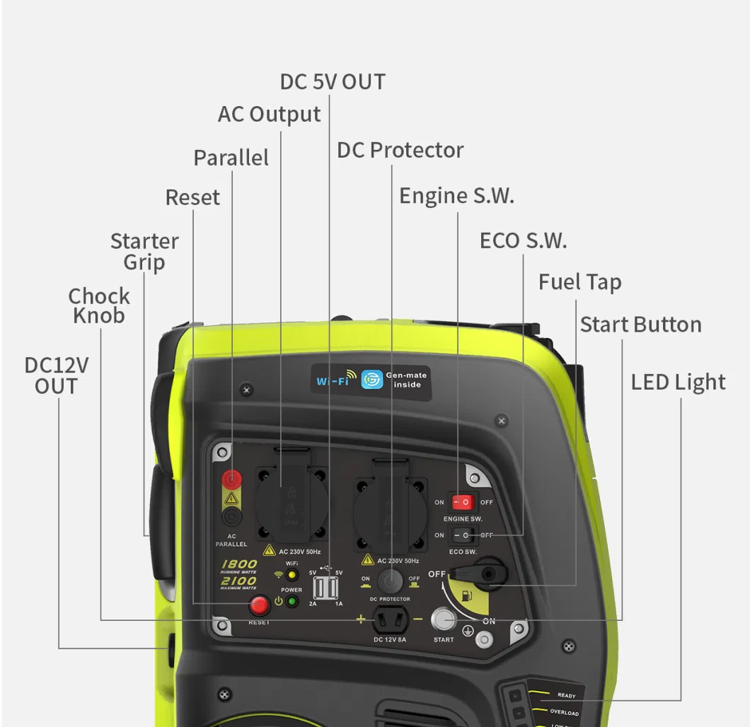 2kw 3kw Air Cooling Gasoline Inverter /Silent Digital Camping Portable Generator with Wheels