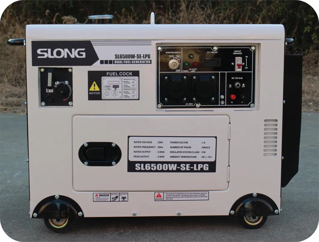 Slong LPG Natural Gas Gasoline Dual Fuel Generator 5kw to 17 Kw