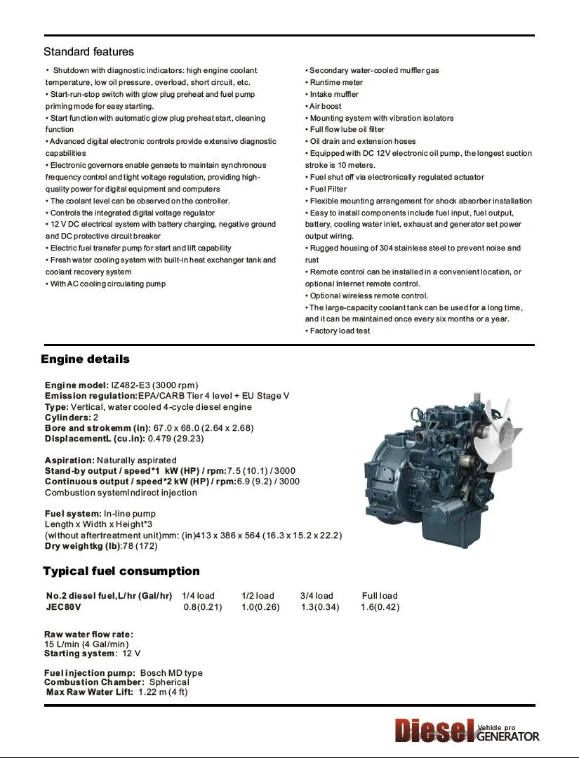 8kw Campers Rvs Diesel Generator CE Certificate Compact Size