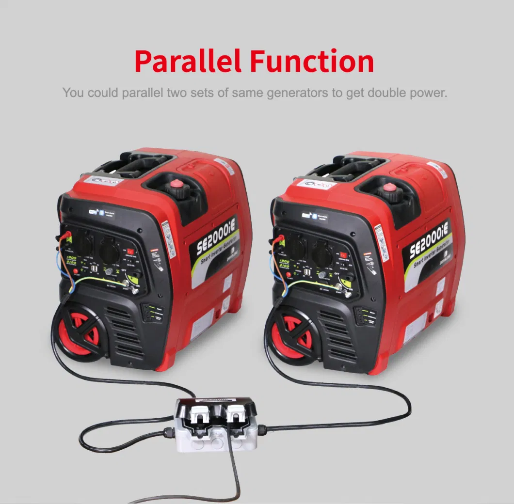 SE2000iE 2000W 2kw Super Silent Smart Portable Gasoline Engine Inverter Generator for Camping Home Use with Wheels &amp; Electric Starter