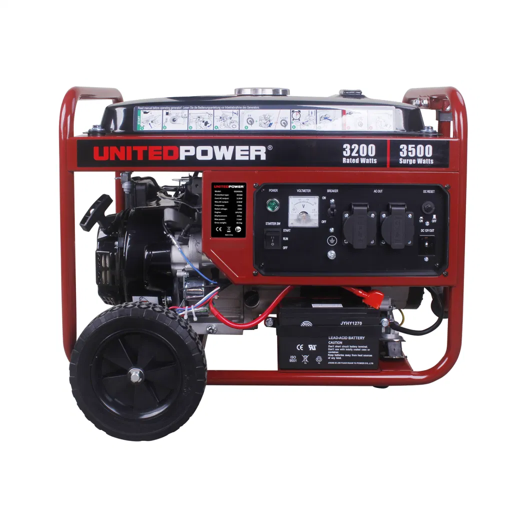 3.2kw, 3.2kVA, 3.5kw, 3.5kVA, 3.6kw, 3.6kVA, 4.0kw, 4.0kVA 7.5HP/3600rpm Gasoline Generator, Home Use for Backup Power