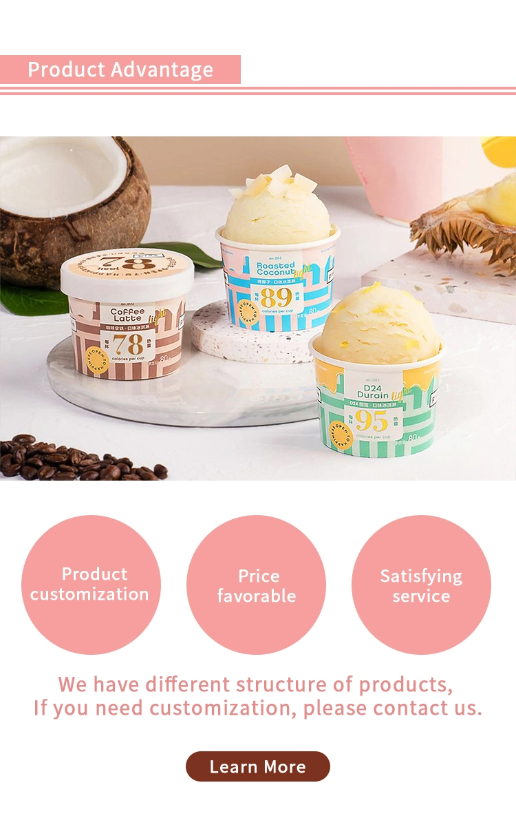 OEM Wholesale 4oz 100ml Custom Plastic Iml Cup Ice Cream Cups with Lid and Spoon