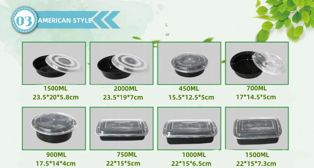 Factory Supplier Food Take out Packaging Disposable Plastic Prepared Food Container