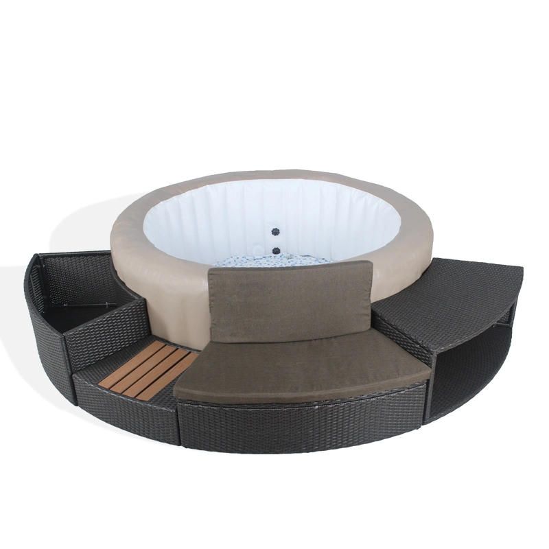 New Design Outdoor Hotel Garden Patio Surround Hot Tub Synthetic Rattan Furniture