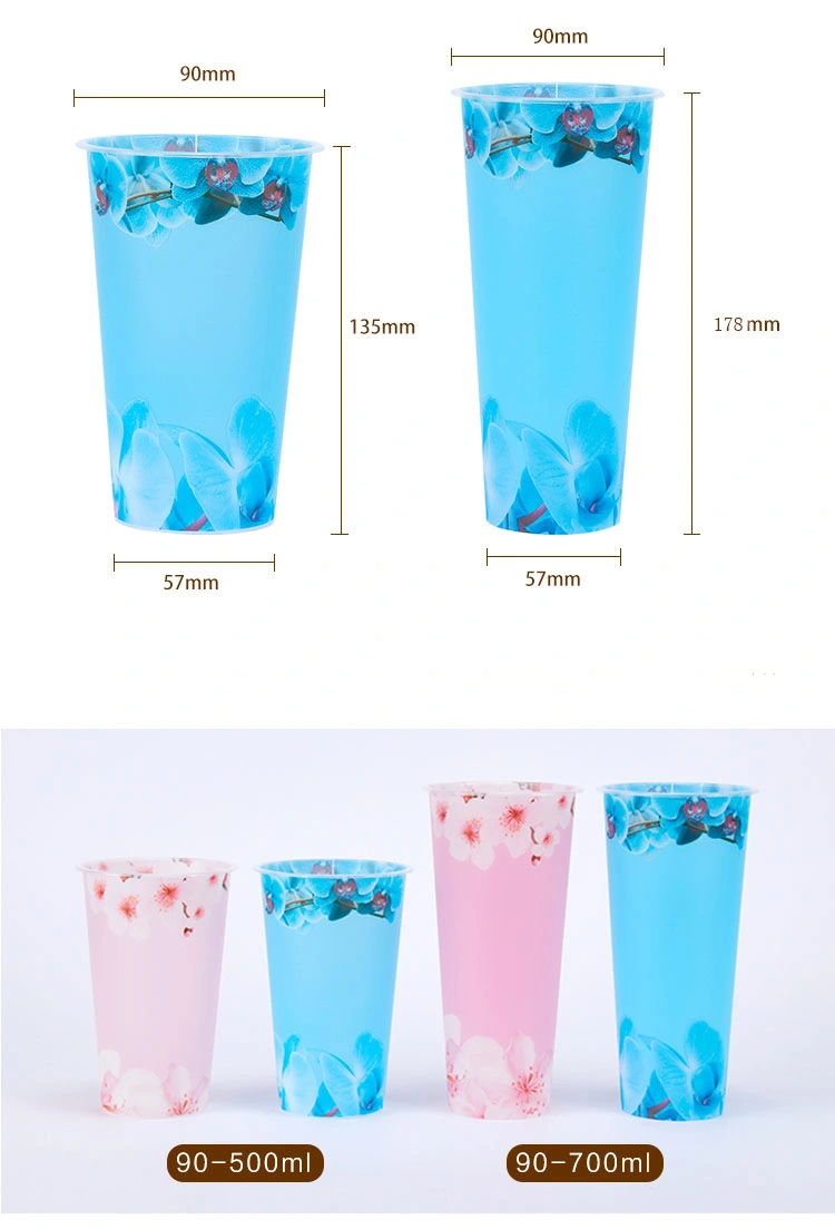 2019 Christmas Iml 16oz 500ml Bubble Tea Cup Custom Printed Milk Tea Plastic Coffee Cup