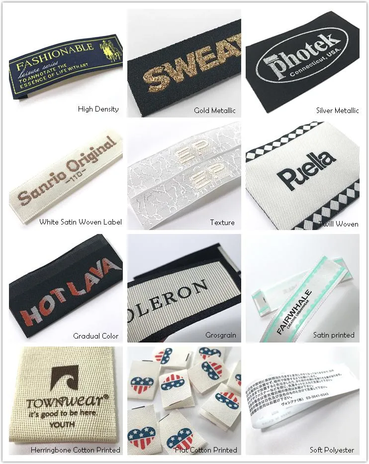 Garment Accessories Manufacturer Custom Clothing Woven Label Hang Tag Hot Sell Custom High Quality Different Designs Clothing Woven Labels for Garment