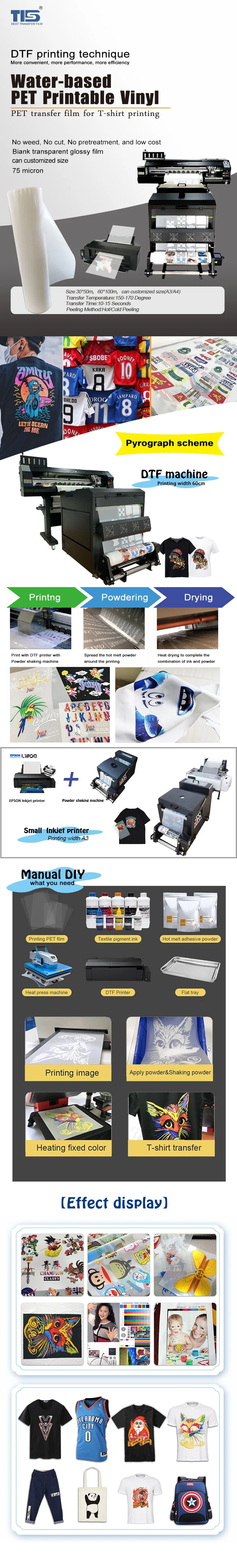 High Quality L1800 Printer Dtf Film Heat Transfer Printable Pet Dtf Film for Shirt Hoodies Garment