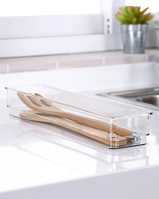 Multiple Combinations Clear Versatile Plastic Drawer Tray Drawer Organizer for Kitchen Utensil