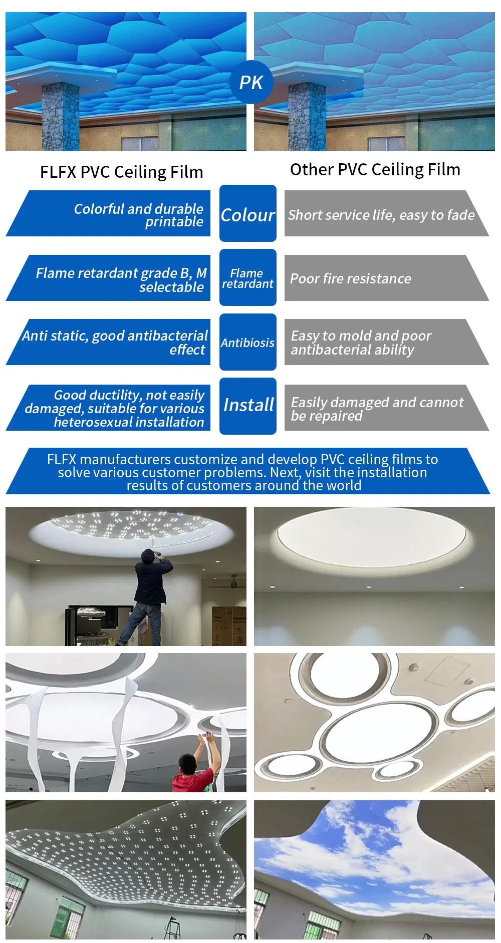 China Supplier Sales Interior Decoration PVC Ceiling Film Factory in China