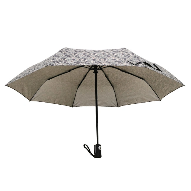 Stock DOT Printing Silver UV Coated Fashion 3 Folding Automatic Open Sun Rain Umbrella for Summer