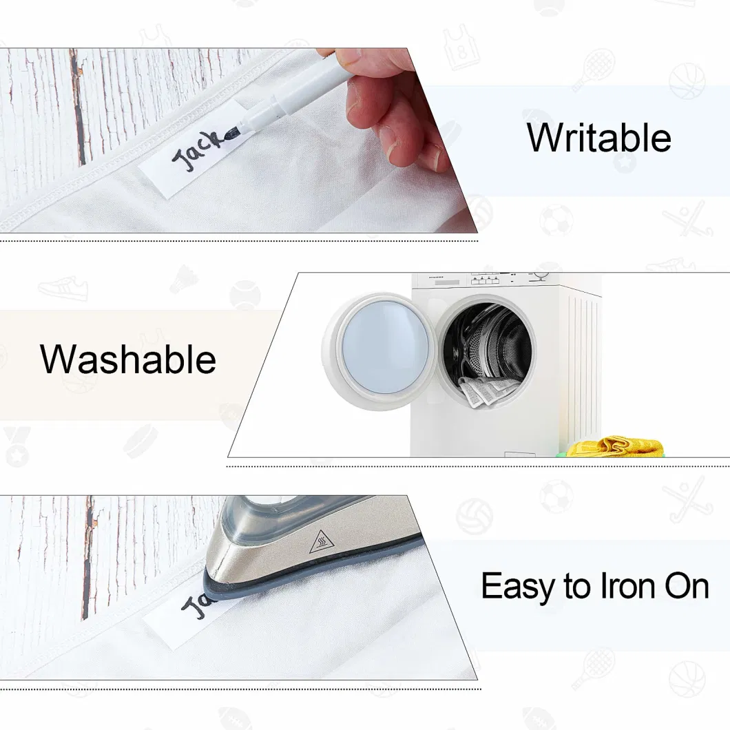 Writable Iron on Clothing Labels Precut Iron on Fabric Labels Personalized Clothing Name Labels Tags with 2 Pieces Permanent Fabric Marker for Nursing Home Coll