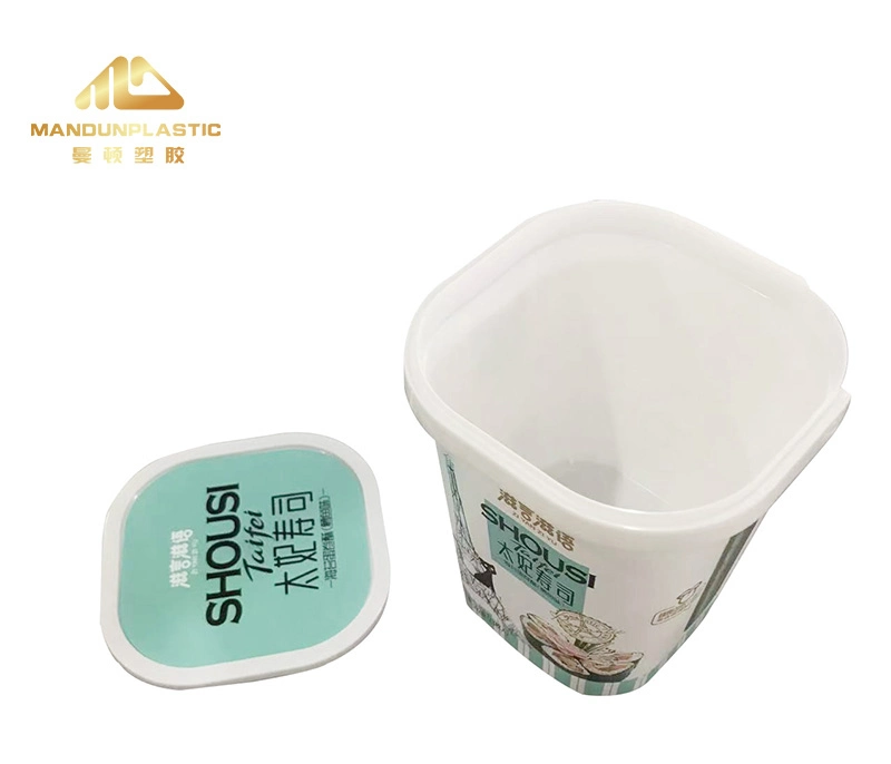 Custom Recyclable in Mold Labeling 580ml PP Plastic Instant Noodles Iml Food Container with Lid
