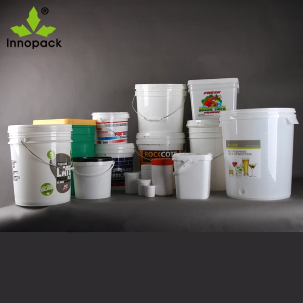 Packaging Plastic Buckets 20L 10L 5L in Black and White Color and Jerry Can