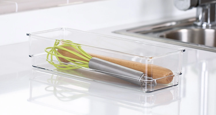 Simple Storage Organizer for Kitchen Drawer Storage Bin for Wine Opener Spoon Strainer Cutlery Acrylic Plastic Drawer Organizer