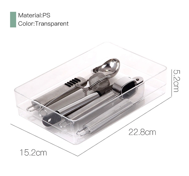 Kitchen Utensil Cutlery Storage Tray Multisizes Clear Rectangle Plastic Clear Drawer Organizer