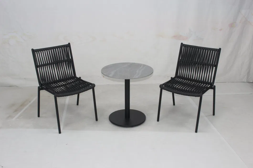 Leisure Bistro Set Garden Restaurant Coffee Table Rope Dining Chairs Furniture