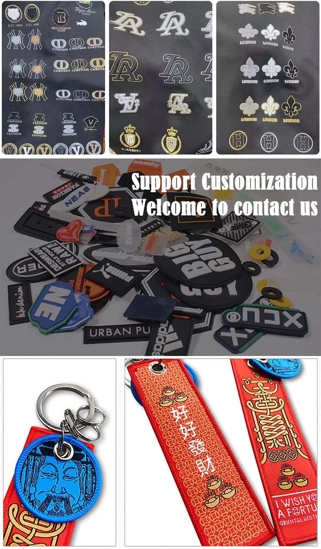Eco-Friendly New Design Badge Patch Customized Embossed Logo Silicone PVC 3D Soft Rubber Label Patches for Garment