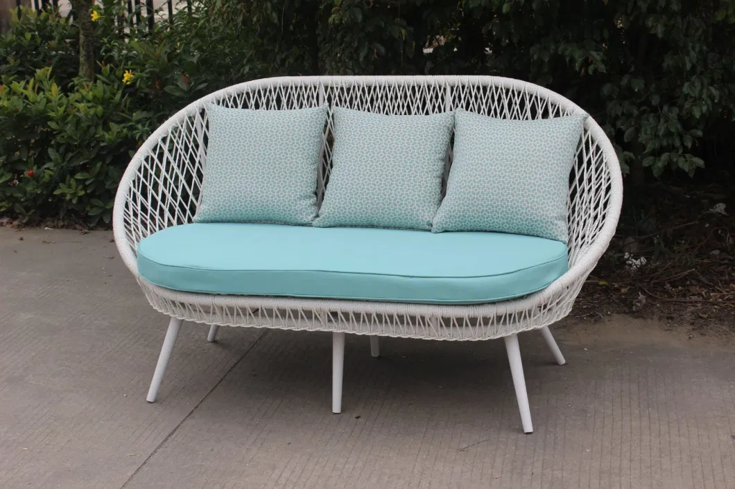 Leisure Outdoor Hotel White Rope Weaving Sofa Set 4 Pieces Garden Furniture