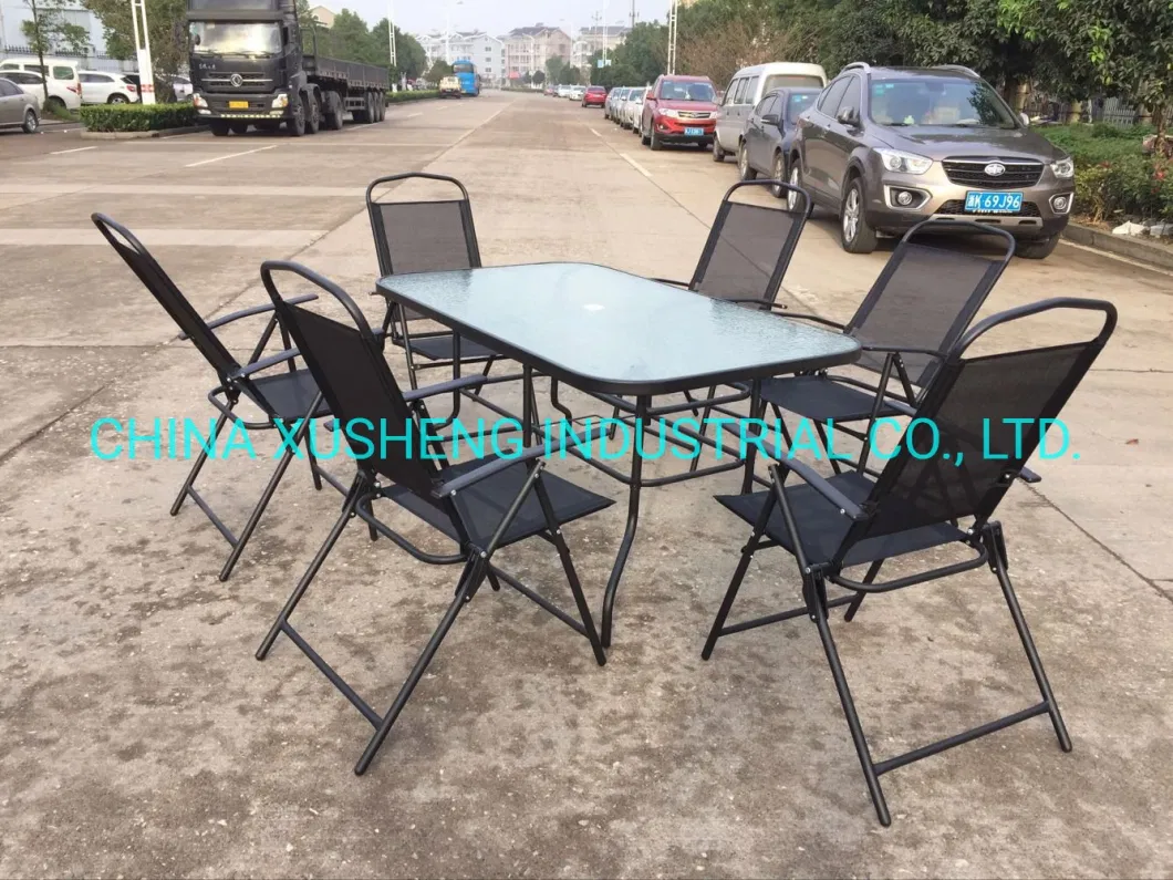 Outdoor Furniture Metal Frame Table and Chair Set with Umbrella