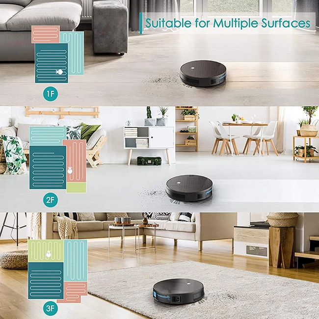 Liyyou Robot Vacuum, with Tri-Brush System, Wi-Fi Connected, 120min Runtime, Works with Alexa, Multi-Surface Cleaning