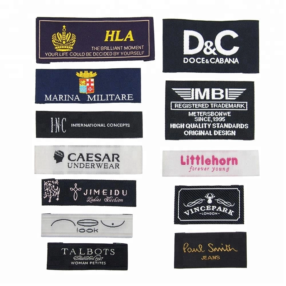 Shanghai Manufacturer Custom Printing Logo Fabric Clothing Sewing Tags Woven Clothes Label for T-Shirt