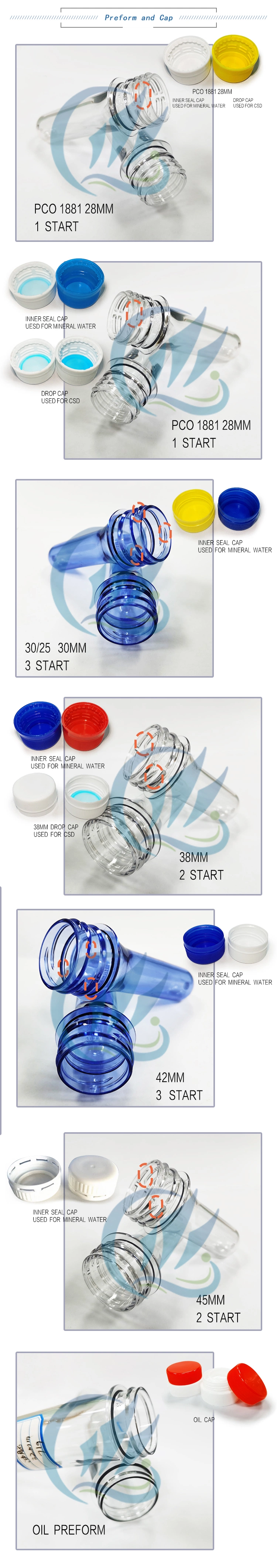 Custom Label 30g New Material Pet Carbonated Drinks Pet Preform for Water Bottles
