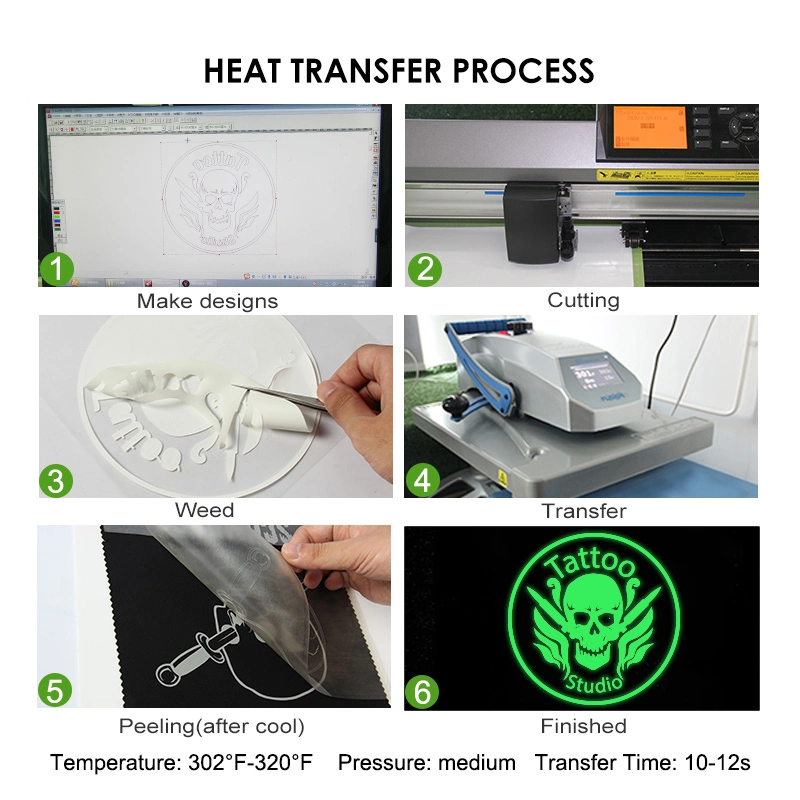 PU Luminescent Transfer Films Grow in Dark Thermal Vinyl for fashion Garment