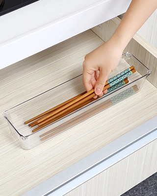 Multi-Purpose Drawer Storage Tray Storage Fork Knife Opener Strainer Pet Transpaarent Plastic Drawer Organizer