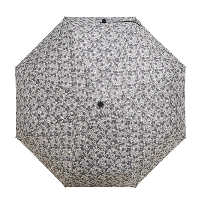 Stock DOT Printing Silver UV Coated Fashion 3 Folding Automatic Open Sun Rain Umbrella for Summer