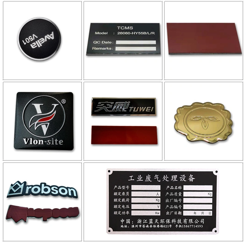 Logo Trademark Metal Sign Screen Printed Stainless Steel Nameplate for Furniture Clothing